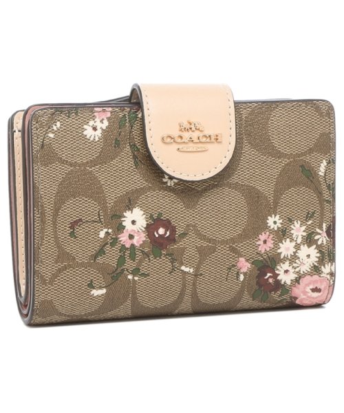 セール8 Off コーチ アウトレット 二つ折り財布 Signature 花柄 ベージュ ピンク レディース Coach C3773 Ime7v コーチ Coach D Fashion