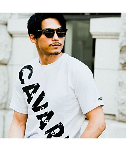 Cavaria モノグラムビッグロゴプリントクルーネック半袖tシャツ メンズ ブランド ラグジュアリースポーツ ラグスポ トップス C キャバリア Cavaria D Fashion