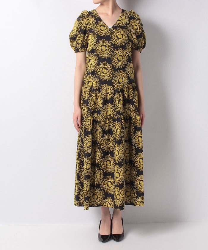 アルアバイル allureville 上品な 向日葵の ロングワンピース アルアバイル allureville 上品な 向日葵の ロングワンピース