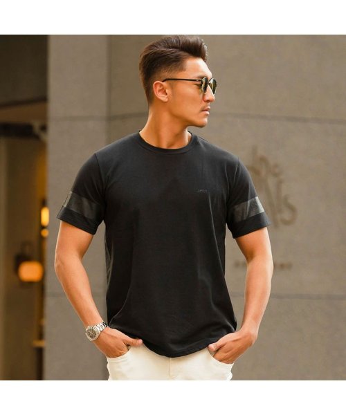 LUXE/R 袖ラバー同色プリントクルーネック半袖Tシャツ メンズ トップス インナー 細身 スリム スポーティー (504079706) |  エスビーセレクト(SB Select) - d fashion
