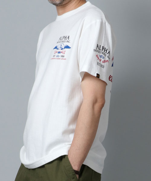 ALPHA/アルファ】ヘリンボーン ミリタリーバックロゴTシャツ ALPHA/アルファ】ヘリンボーン ミリタリーバックロゴTシャツ