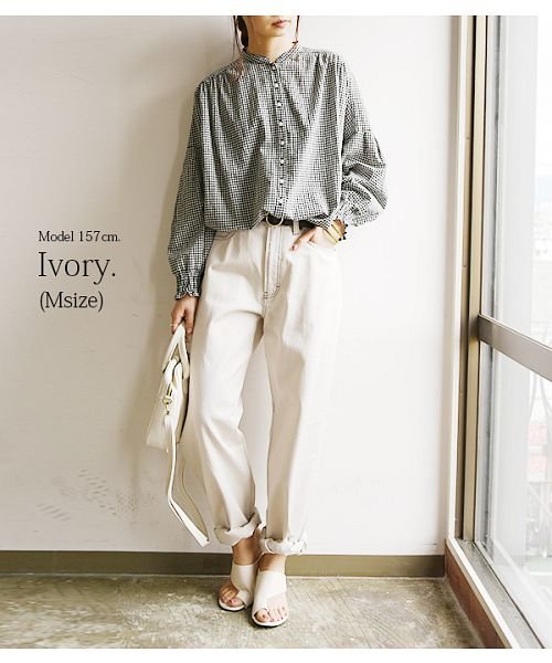 パンツ レディース セミワイド配色コットンストレートパンツ S M L ボトムス 春夏秋冬 アイボリー ライトグリーン ベージュ ブラック 黒 ストレート アンドイット And It D Fashion