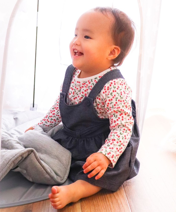 80-90cm】ボレロ+チェリーカットソー+デニムワンピース 3点 80-90cm】ボレロ+チェリーカットソー+デニムワンピース 3点