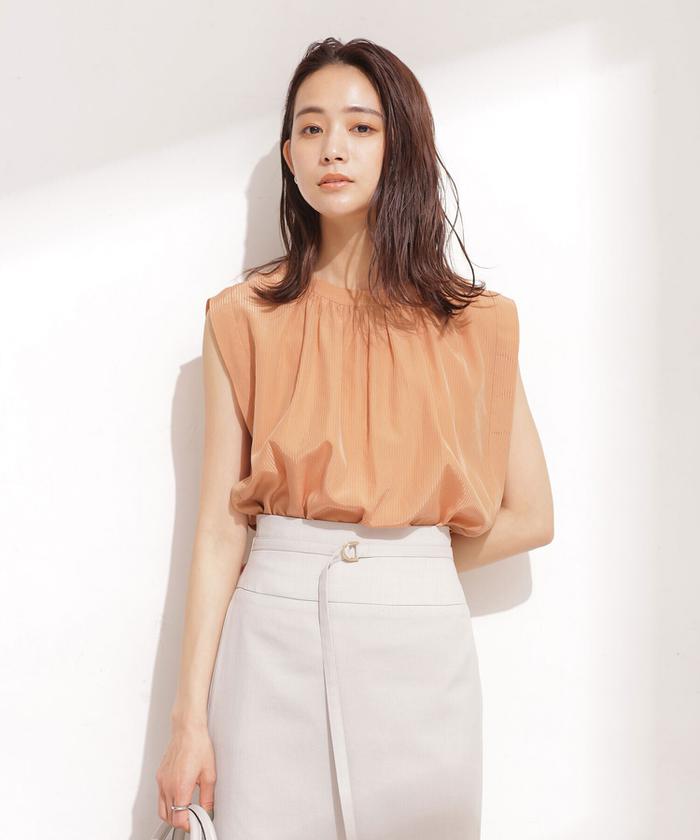 セール 40%OFF】ストライプスクエアブラウス ノースリーブ セール 40%OFF】ストライプスクエアブラウス ノースリーブ