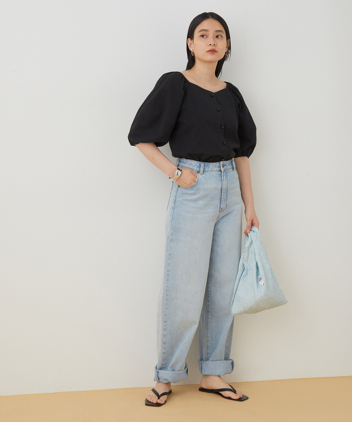 セール 70%OFF】〈洗える〉スクエアネックバルーンスリーブ