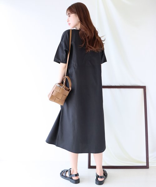 セール30 Off ポケット付きラウンド切替コットンワンピース ブルーイースト Blueeast D Fashion セール30 Off ポケット付きラウンド切替コットンワンピース ブルーイースト Blueeast D Fashion