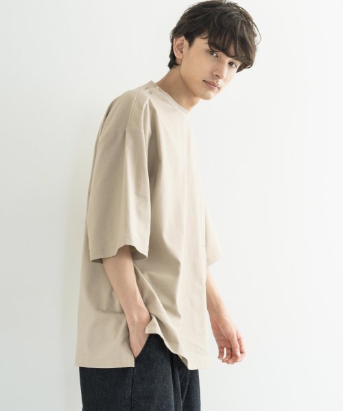 ビッグt 半袖 メンズ レディース Tシャツ カットソー 白 無地 リネン 綿麻 ポケット オーバーサイズ ルーズ ワイド ゆったり ボリューム袖 カジュアル ロッキーモンロー Rocky Monroe D Fashion