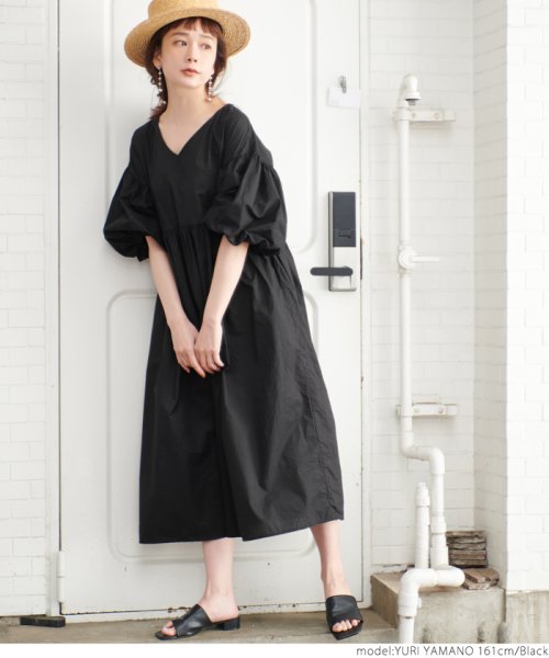 バルーンスリーブvネックコットンワンピース コカ Coca D Fashion バルーンスリーブvネックコットンワンピース コカ Coca D Fashion