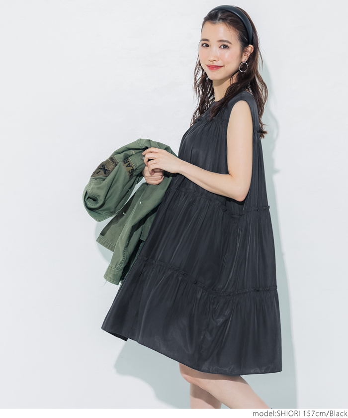 セール 53%OFF】サテンティアードノースリーブチュニック