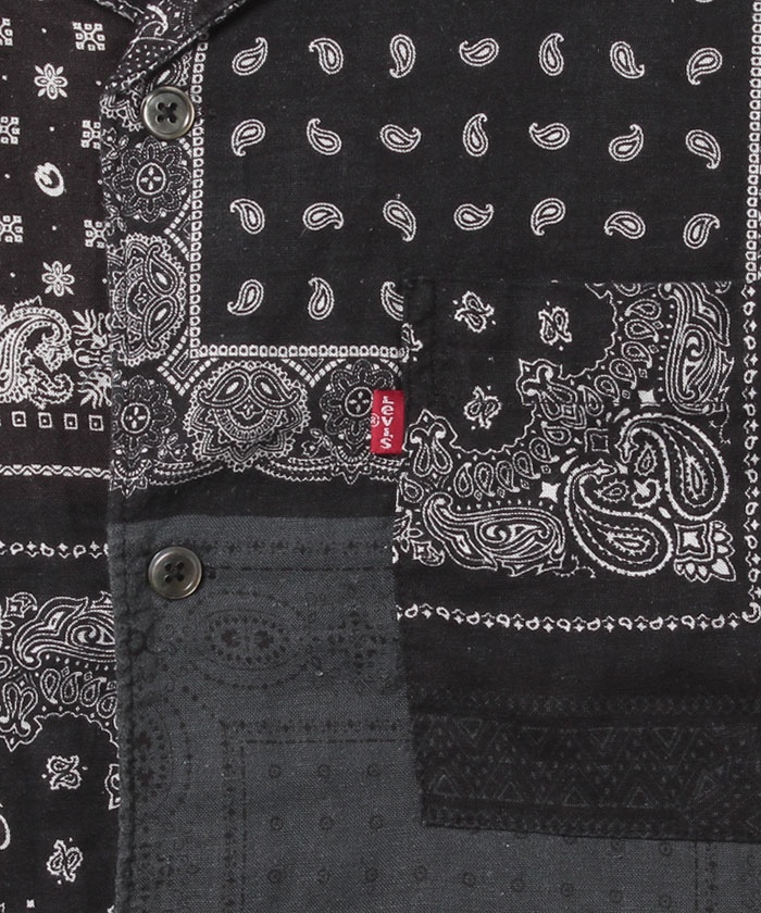 90s 開襟シャツ ブラック キューバ 刺繍 オープンカラー 黒 ロカビリー XL☆古着 半袖 キューバ シャツ メンズ 刺繍 開襟 オープン
