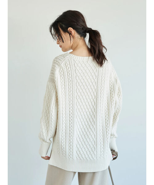 セール】【CLASSY. 4月号掲載】キーネックケーブルニットプル セール】【CLASSY. 4月号掲載】キーネックケーブルニットプル