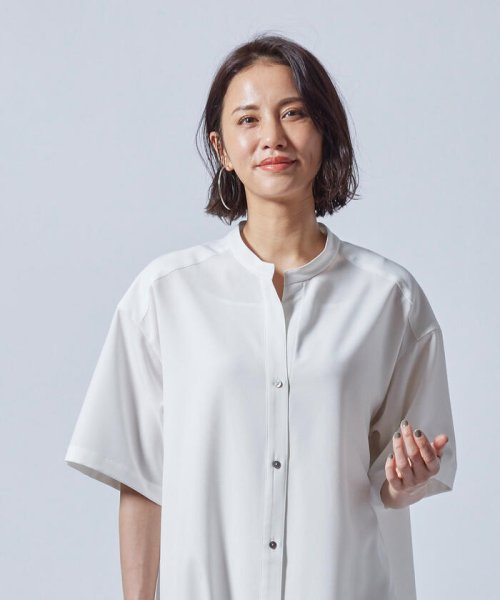 セール64 Off シワになりにくいバンドカラーシャツワンピース ロートレ アモン Lautreamont D Fashion