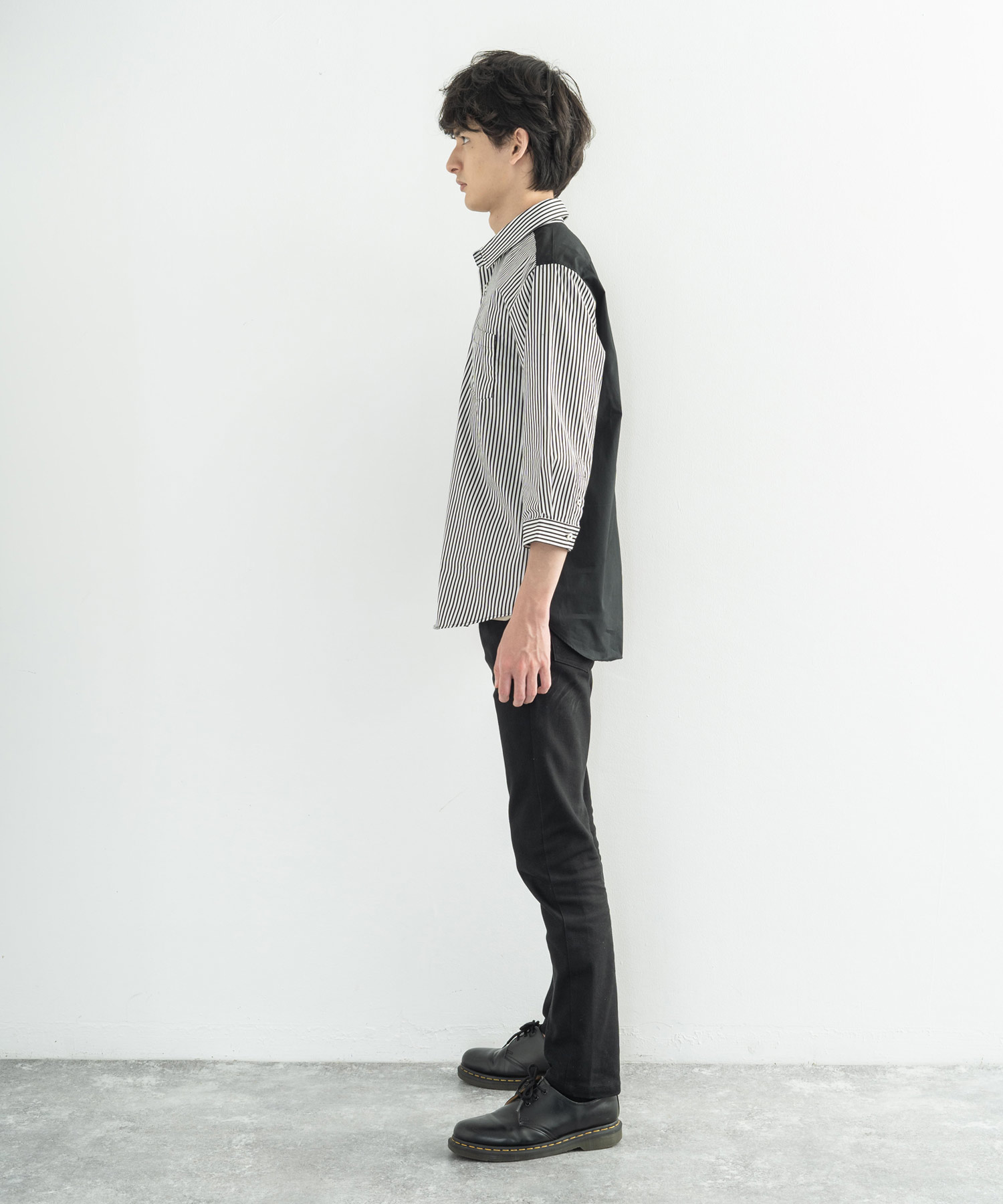 ロッキーモンロー Rocky Monroe ストライプシャツ 7分袖 メンズ
