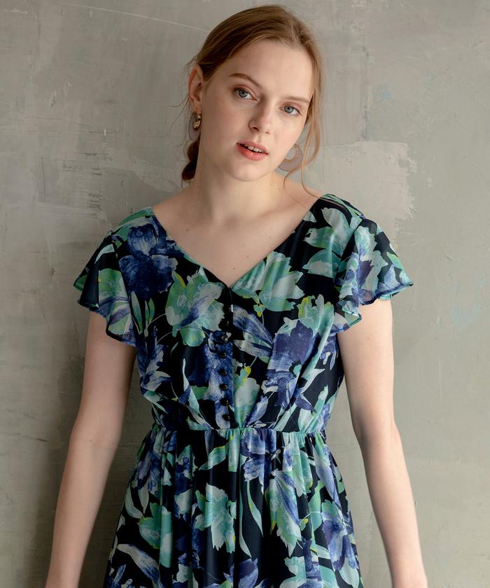シェードフラワーシフォンワンピース(504131933) | AND COUTURE