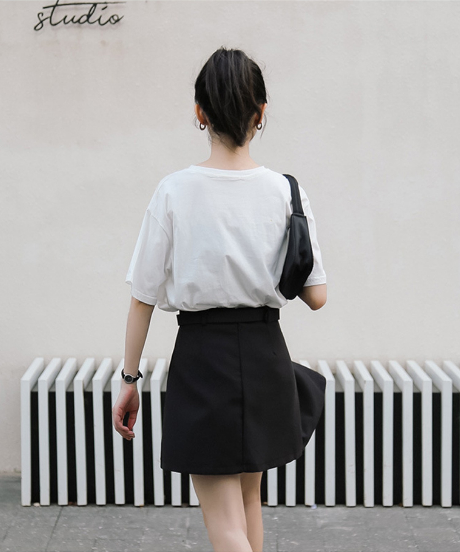 MONOHA モノハ　韓国　スカート セール15%OFF】アイモハ aimoha ベルト付きデザインミニスカート