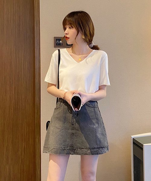クーポン セール30 Off 韓国ファッション 夏新作 サマーニット レディース セーター 半袖セーター Vネック シンプル 無地 清楚 カジュアル トップス プルオーバー ショッピングゴー Shoppinggo D Fashion