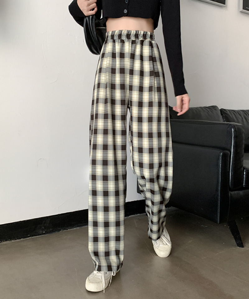 セール30%OFF】チェック柄パンツ ワイドパンツ レディース ストレート ...
