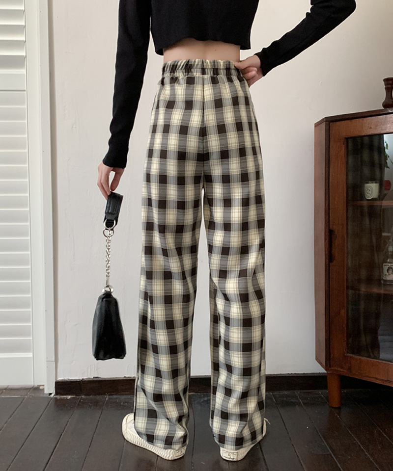 セール30%OFF】チェック柄パンツ ワイドパンツ レディース ストレート ...