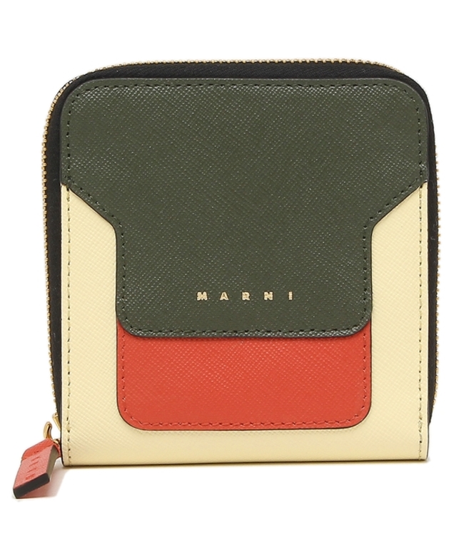 クーポン】マルニ 二つ折り財布 ジップアラウンドウォレット グリーン ...