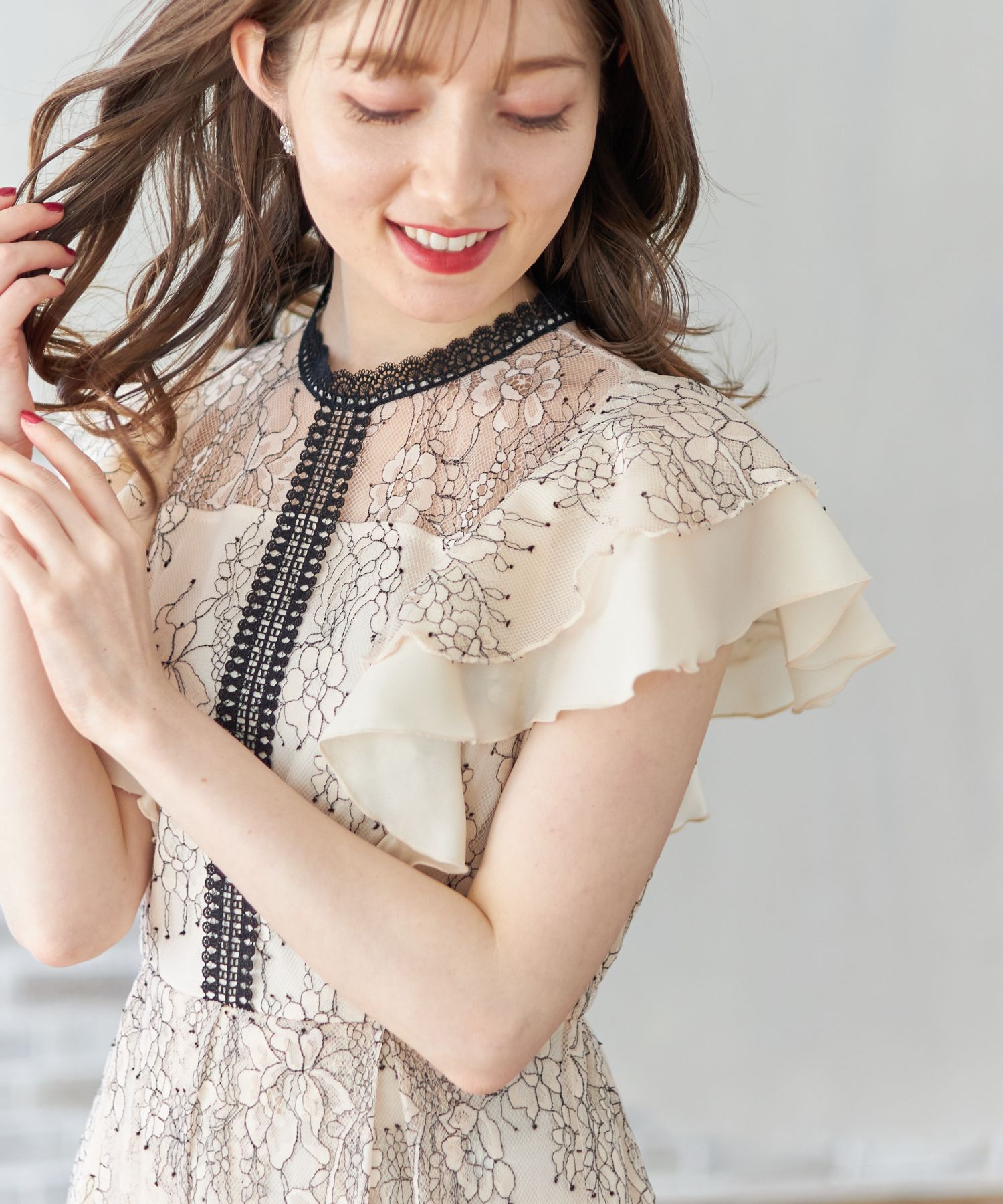 【美品◎】トッカTOCCA ラッフルフリルカラー チュールフレアドレスワンピース 美品◎】トッカTOCCA ラッフルフリルカラー チュールフレ
