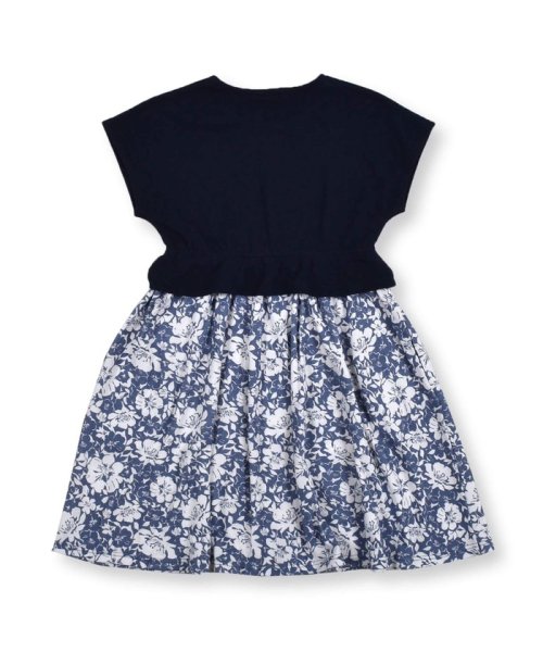 フラワー プリント 切り替え レイヤード風 半袖 ワンピース 90 150cm ベベ Bebe D Fashion