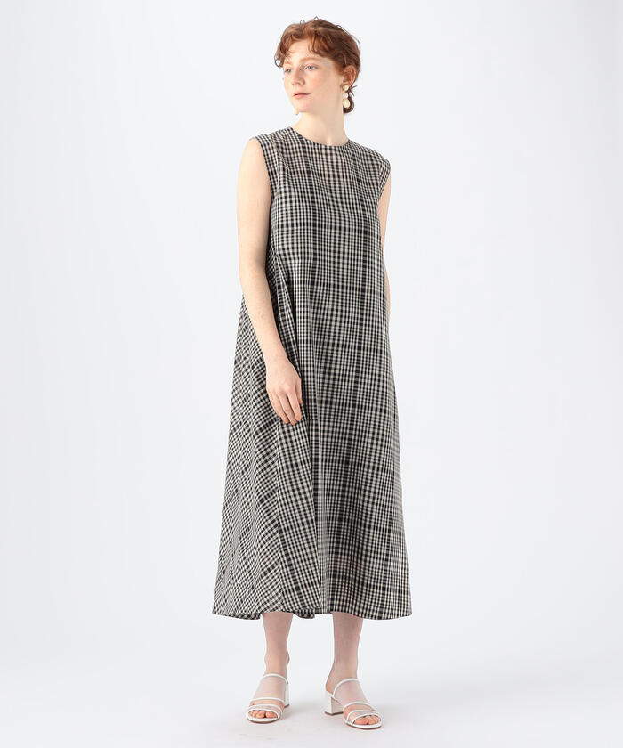 セール 40%OFF】コットンボイルプラッド バックギャザーロング