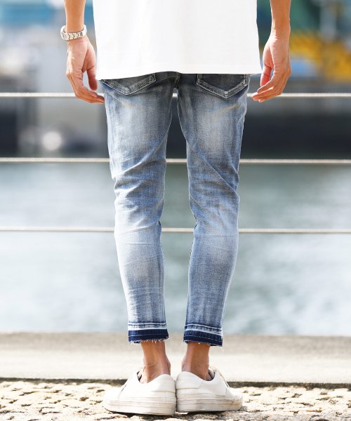 スーパーストレッチアンクルスキニーデニム スキニー スキニーパンツ メンズ ストレッチ デニム ジーンズ スリム パンツ ボトムス アンクル ジギーズショップ Jiggys Shop D Fashion