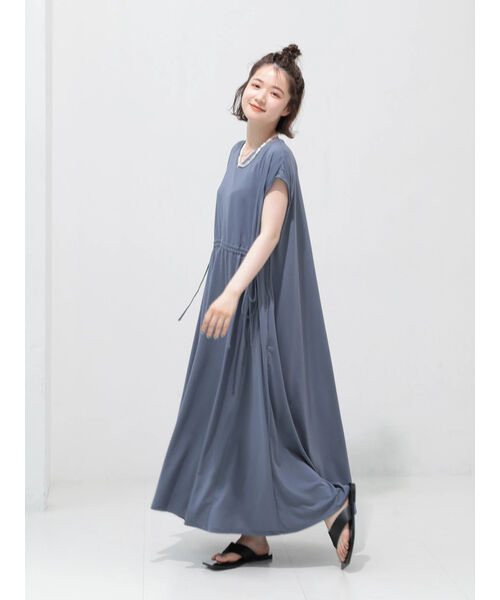 Ameri ワンピースMd-bkd MEDI 2WAY DENIM LIKE LACE DOCKING DRESS（ワンピース）｜Ameri