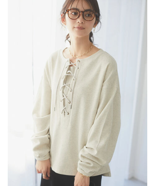 【24SS my beautiful landletワッフルプルオーバー黒】 My Beautiful Landlet ワッフルハーフジップドルマンプル