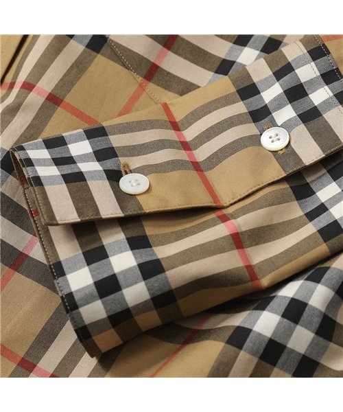 セール シャツワンピ ロング丈 長袖シャツ チュニック ワンピース バーバリーチェック Antique Yel Ip Chk レディース バーバリー Burberry D Fashion