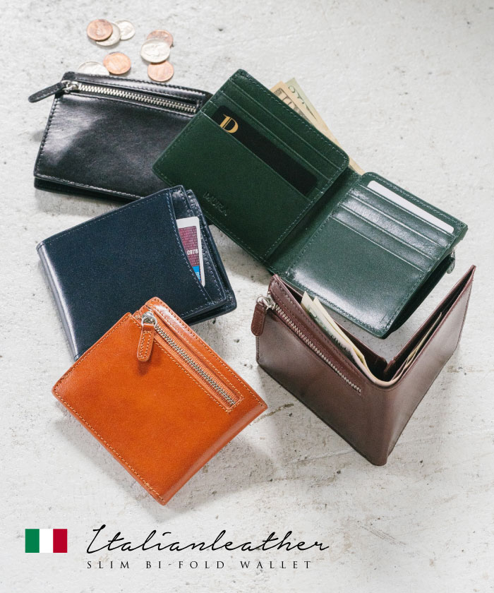 セール】MURA 財布 メンズ 二つ折り 薄型 スキミング防止 イタリアン