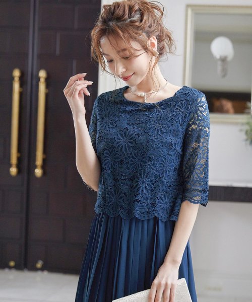 授乳口つき マタニティー 授乳口付き 授乳ポケット 結婚式 プリーツ レース ワンピース パーティードレス ウエストゴム 大きいサイズ 袖あり 春 夏 秋 冬 ニアナ Niana D Fashion