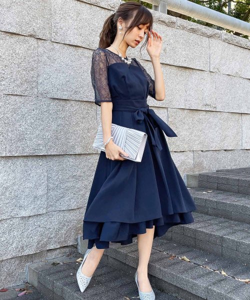 結婚式 ワンピース パーティードレス 大きいサイズ 小さいサイズ ロング 袖あり 春 夏 秋 冬 パーティドレス 二次会 謝恩会大学生レース 成人式 同窓会 体 ニアナ Niana D Fashion