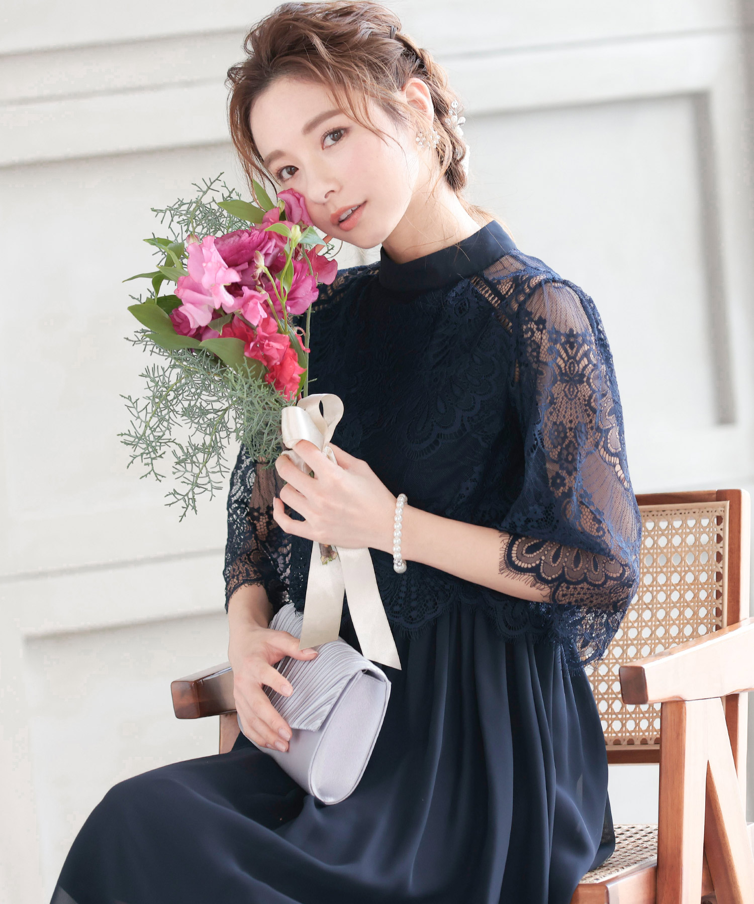 ニアナ niana 【低身長用サイズあり】オーガンジーパフスリーブ