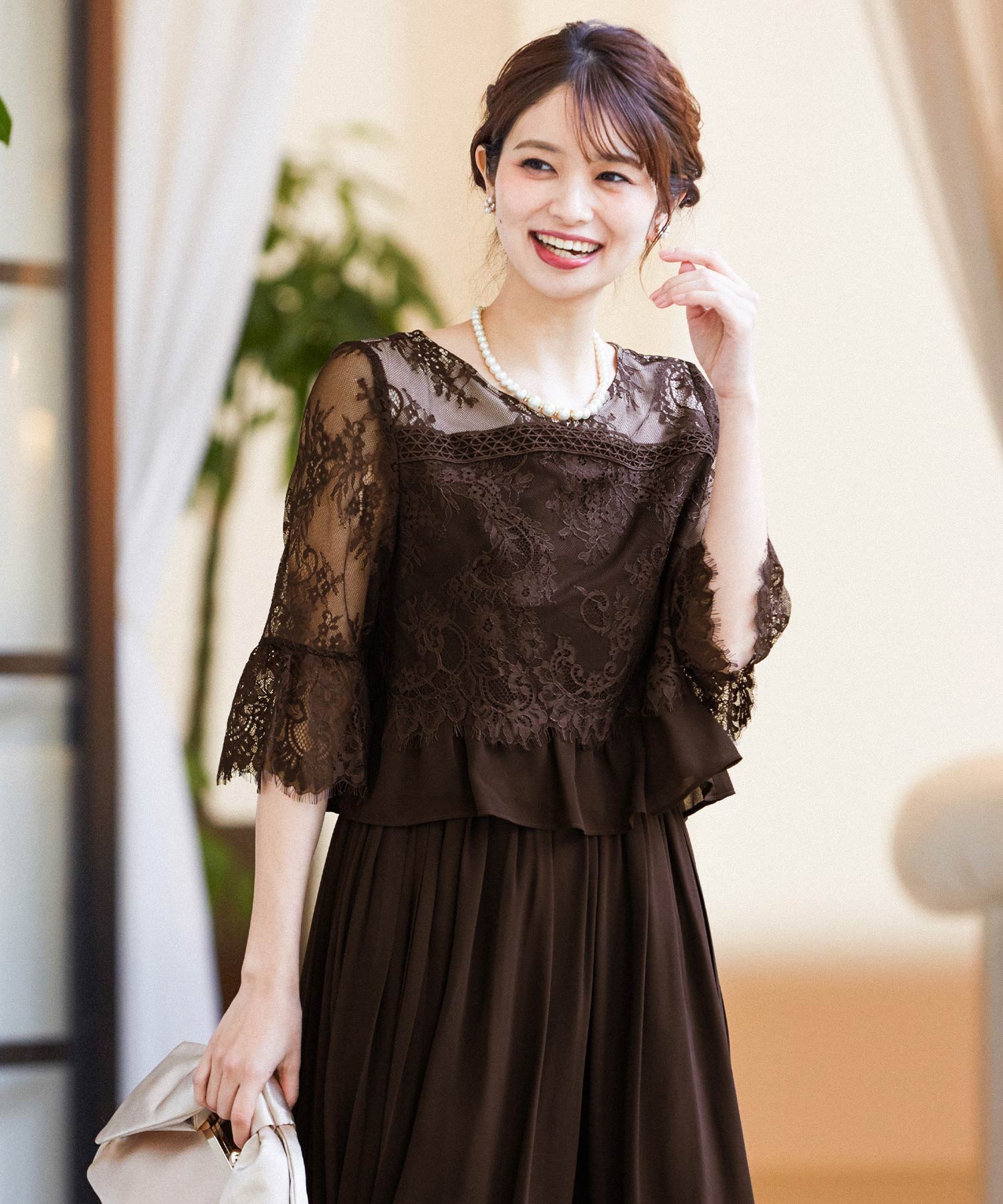 ニアナ niana セットアップ レーストップス＆プリーツワイド