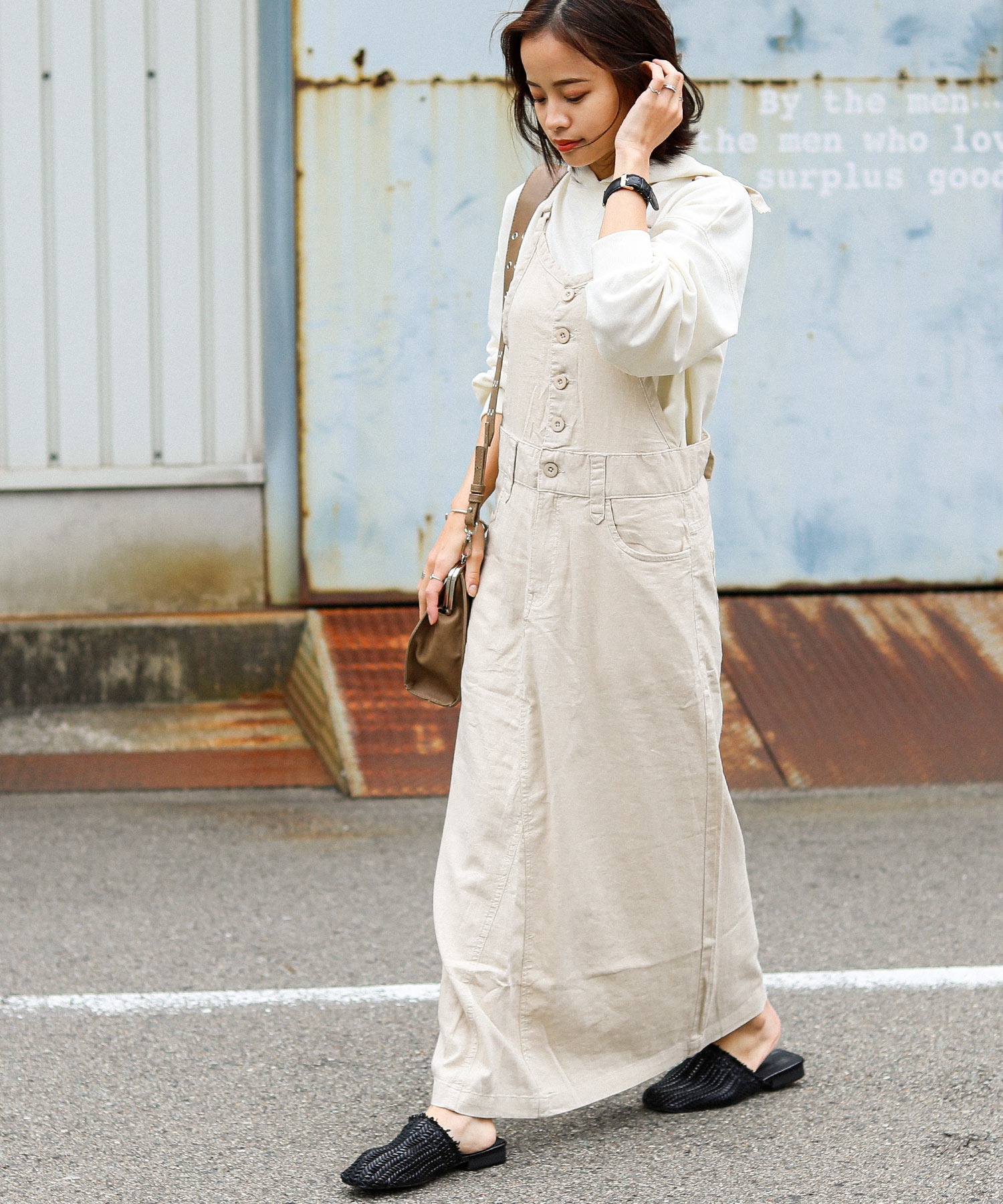 ファッションレター Fashion Letter リネンミックスサロペット
