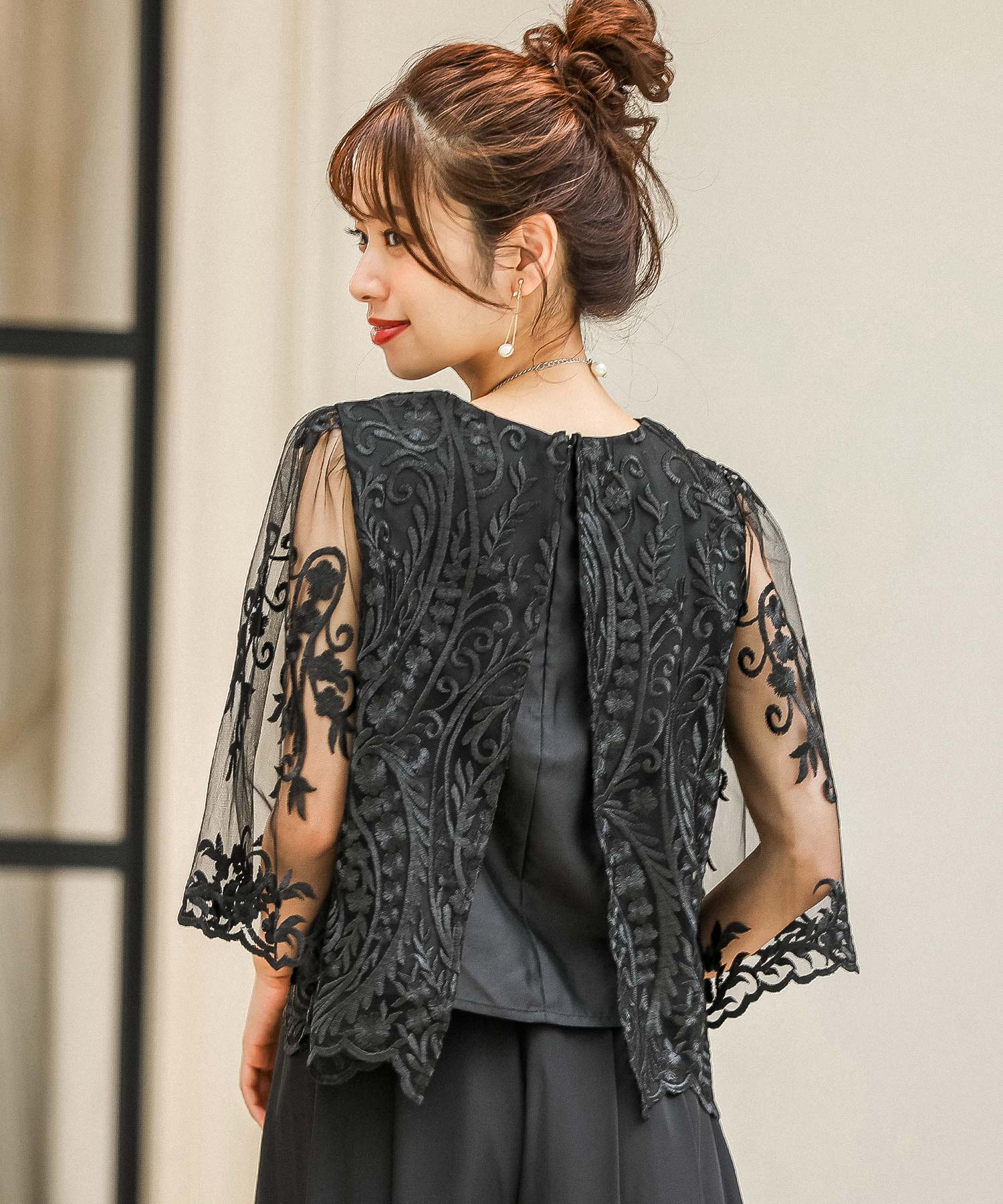 ニアナ niana レーストップスワイドパンツ 結婚式ワンピース