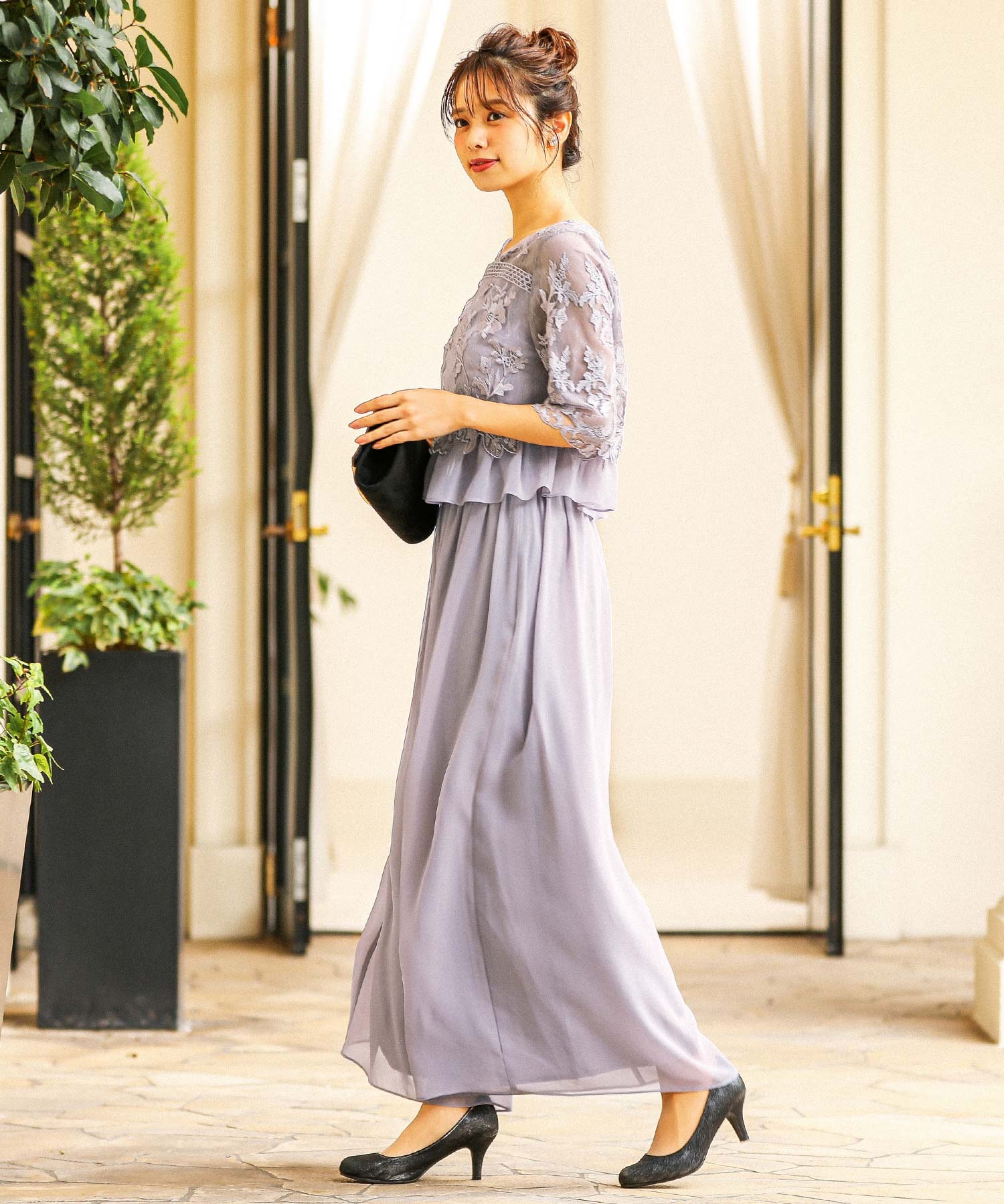 niana オールインワン パンツドレス グレー M