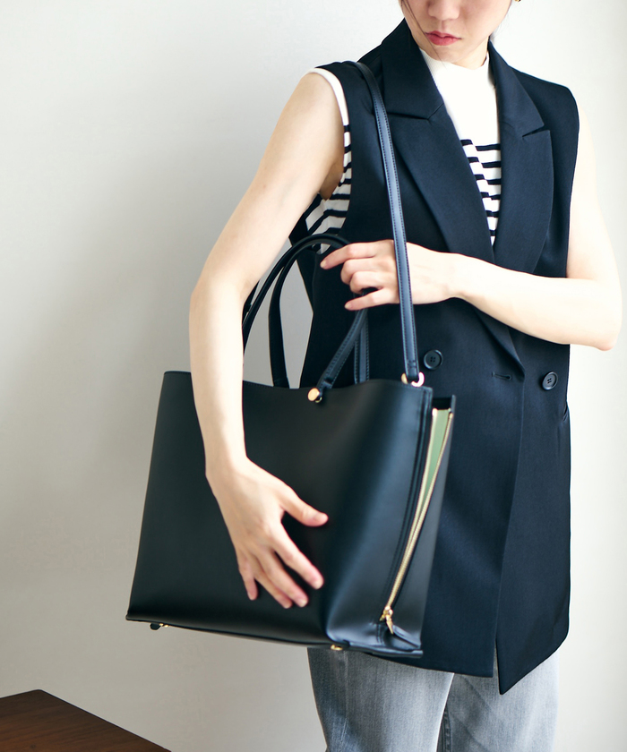 E'POR】【A4対応】 Y BAG Wideサイドジップ横型トートバッグ E'POR】【A4対応】 Y BAG Wideサイドジップ横型トートバッグ
