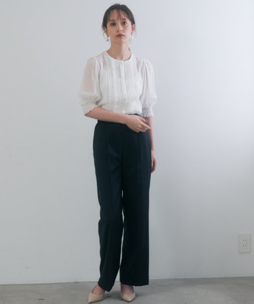 ウールポプリンワイドパンツ