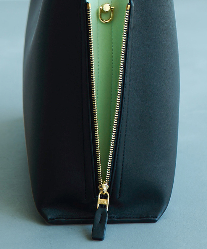 E'POR】【A4対応】 Y BAG Wideサイドジップ横型トートバッグ