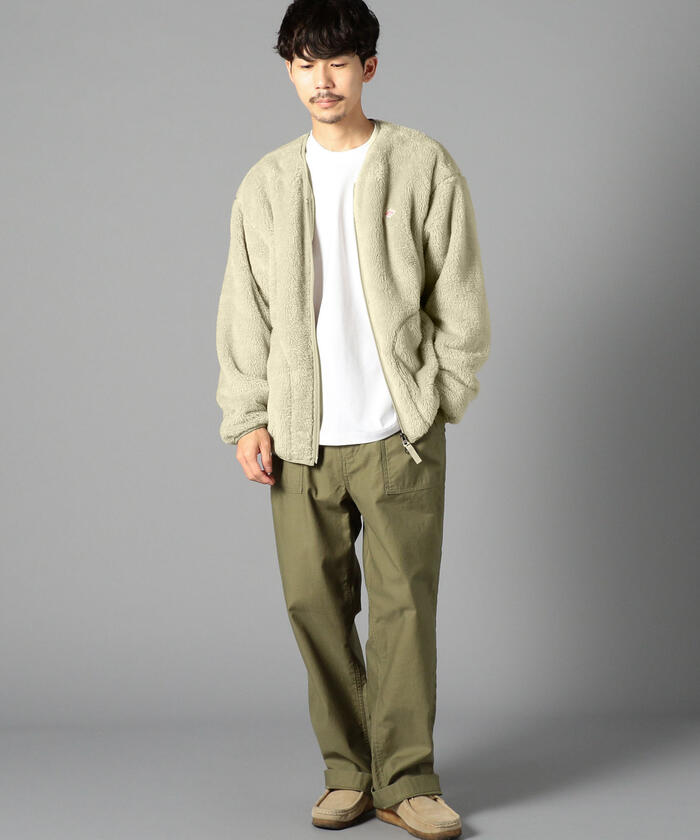 極美品 DANTON ノーカラー フリース カーディガン サイズ44 XL