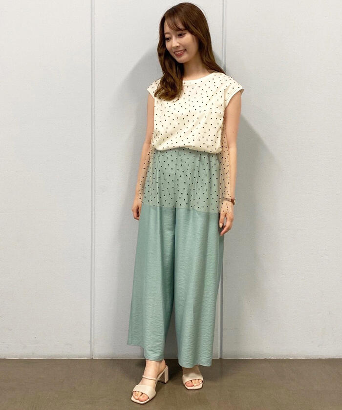セール 40%OFF】チュールドットノースリーブカットソー