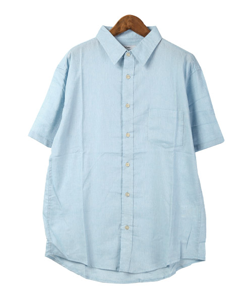セール】麻混半袖シャツ/半袖シャツ メンズ リネンシャツ コットン 