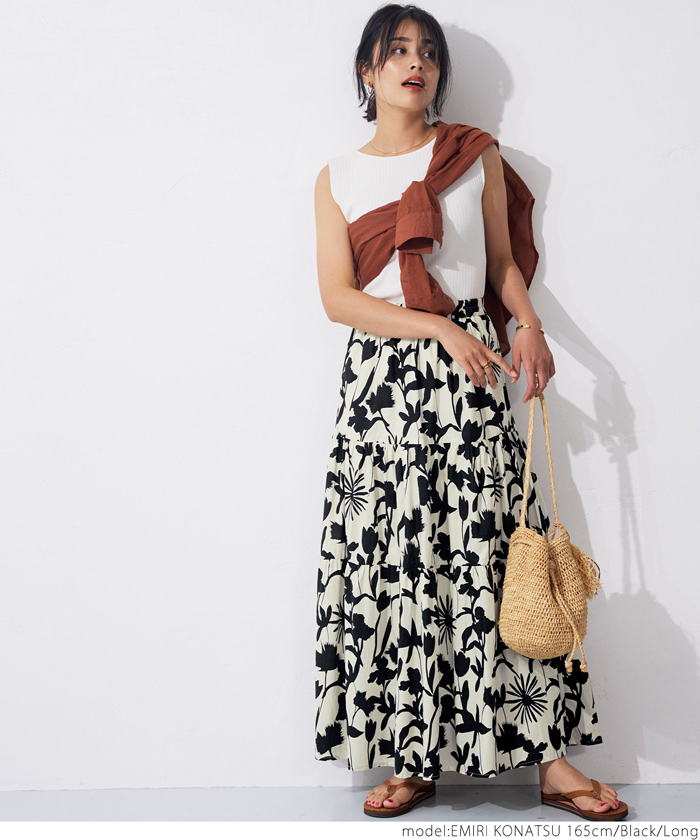 HANAE MORI vintage 朝顔柄 コットンティアードスカート 40 HANAE MORI - ハナエモリ スカート ボトムス ティアード