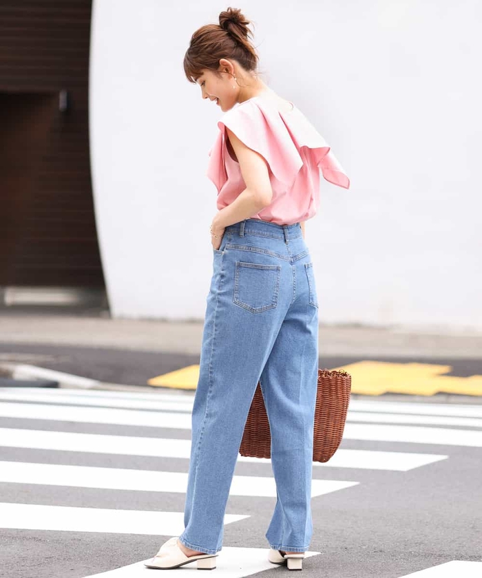 センタープレステーパードデニムパンツ♡新品タグ付き セール】センタープレスセミテーパードデニム(504134340) | アー