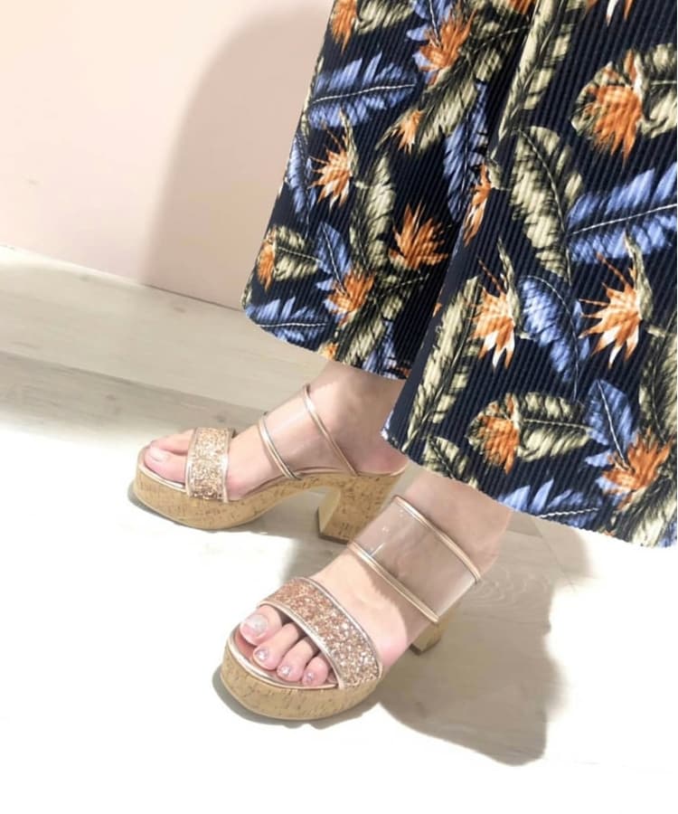 Feroza Pratform Sandal グリッタープラットフォームサンダル セール 50%OFF】グリッターコルクプラットフォーム厚底サンダル