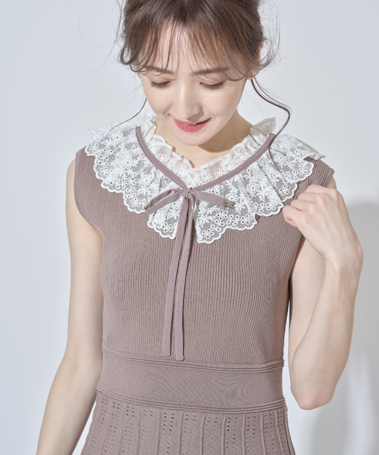 リュクス ワンピース 華やか フリル ニット ドレス 長袖 セール】トッコ クローゼット リュクス tocco closet luxe