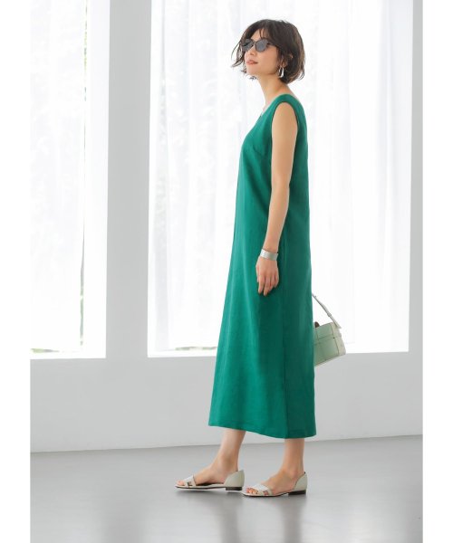 Luxe リネン100 台形ネックワンピース スタイルデリ Style Deli D Fashion