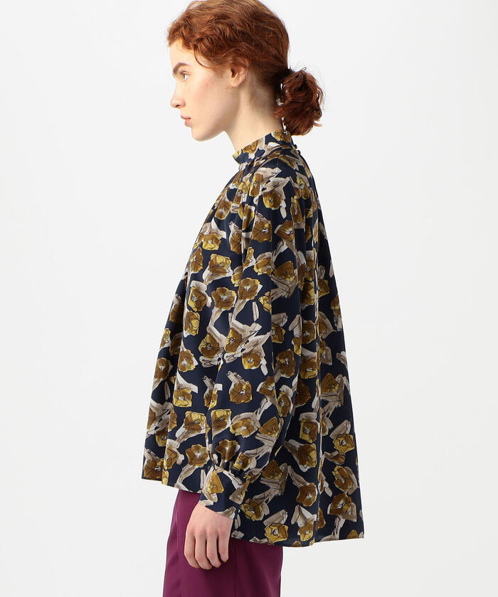 セール 40%OFF】デンスフラワープリント ネックギャザーブラウス